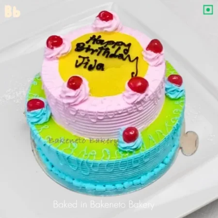 Rainbow 2 Tier Cake is the best multi tier cake design for kid's birthday.