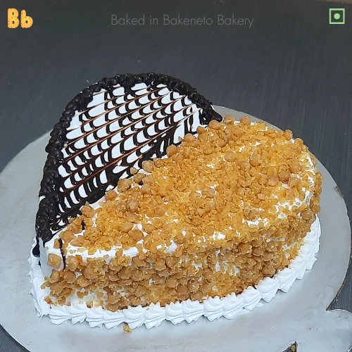 Butterscotch heart cake is the best cake for birthday celebration. Order cake online and get cake home delivery by bakeneto in Noida, Ghaziabad and Noida Extension.