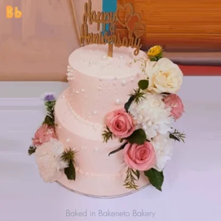 Order this 2 Tier Flower Cake Online and the get same day cake delivery in Noida, Ghaziabad, Vaishali, Vasundhara, Gaur city, Noida Extension and Delhi. Visit bakeneto.com and checkout all types of theme cakes online.