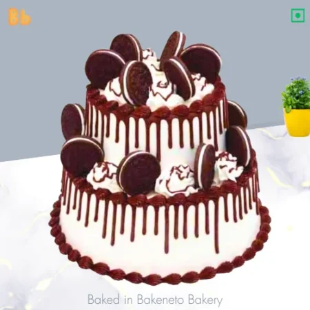 Order this 2 Tier Oreo Cake Online and the get same day cake delivery in Noida, Ghaziabad, Vaishali, Vasundhara, Gaur city, Noida Extension and Delhi. Visit bakeneto.com and checkout all types of theme cakes online.