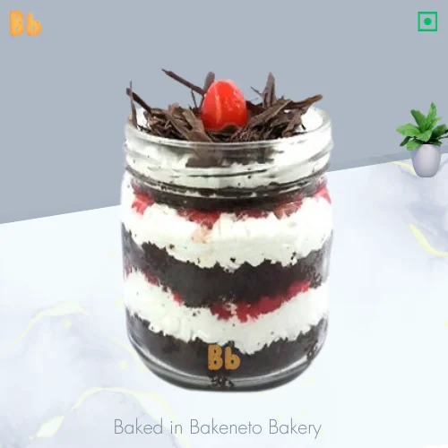 Black Forest Jar Cake to curb your sweet hunger. Order Jar cake online in Noida, Indirapuram, Vaishali, Vasundhara and Noida Extension by bakeneto.com