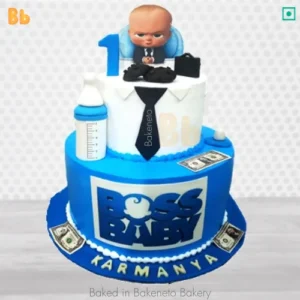 Order fresh and yummy customized cake for baby’s first birthday cake ends here with 2 Tier Boss Baby Cake for birthday / party etc. by bakeneto.com. Get free cake delivery in Noida, Delhi, Gurugram, Ghaziabad, Noida Extension.