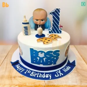 Order fresh and yummy customized cake for baby’s first birthday cake ends here with Boss Baby Birthday Cake by bakeneto.com. Get free cake delivery in Noida, Delhi, Gurugram, Ghaziabad, Noida Extension.