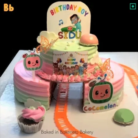 Cocomelon Train Cake for kid's birthday. Order cake online.