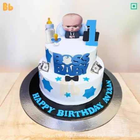 Order fresh and yummy customized cake for baby’s first birthday cake ends here with Customized Boss Baby Cake by bakeneto.com. Get free cake delivery in Noida, Delhi, Gurugram, Ghaziabad, Noida Extension.
