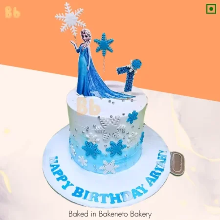 One of the kid's favorite cartoon princess character Elsa Theme Cake online. Book cake and get same day delivery in Indirapuram, Vaishali, Kaushambi and Gaur city, Noida Extension.