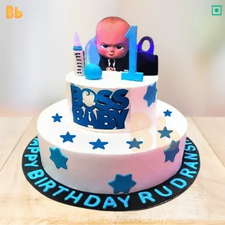 Your search for fresh and yummy customized cake for baby’s first birthday cake ends here with Semi Fondant Boss Baby Cake for birthday / party etc. by bakeneto.com. Get free cake delivery in Noida, Ghaziabad, Noida Extension.