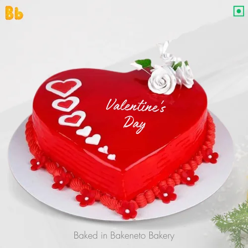 Heart Shape Red Cake is the best Valentines day theme cake available for online ordering and delivery in Noida, Indirapuram, Ghaziabad, Kaushambi, Vasundhara, Delhi, and Noida Extension by bakeneto bakery.