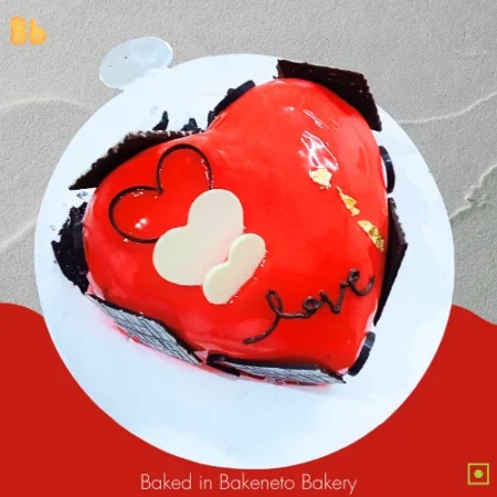 Velvet Love Cake is the best Valentines day theme cake available for online ordering and delivery in Noida, Indirapuram, Ghaziabad, Kaushambi, Vasundhara, Delhi, and Noida Extension by bakeneto bakery.
