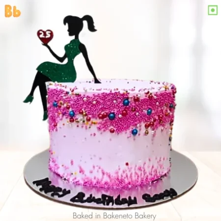Fresh Girls 25th Birthday Cake is available for home delivery in Noida, Ghaziabad, Noida extension by the best cake shop nearby. Best Cake shop, bakeneto.com