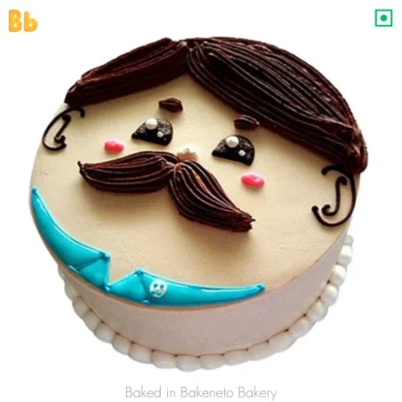 Order Mustache Dad Cake Online. Father's Day Cake, Online Cake Delivery, 2 hours Delivery in Noida, Ghaziabad by bakeneto.com