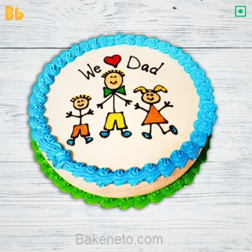 We Love Dad Cake, Father's Day Cake, Online Cake Delivery, 2 hours Delivery in Noida, Ghaziabad by bakeneto.com