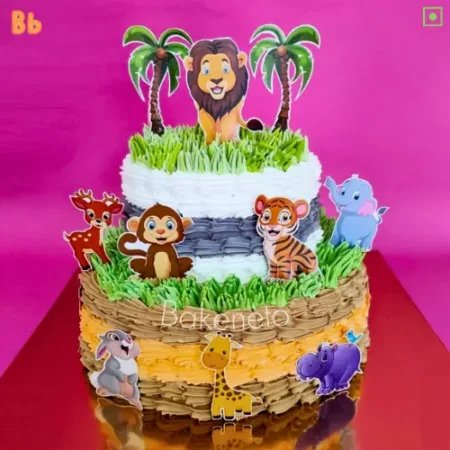 One of the best cake loved by kids on their birthday is 2D Forest Cake for celebrating 1st birthday. You can order animal custom theme cake online and send cake to Noida, India and Ghaziabad, India by best cake shop, Bakeneto. Enjoy free cake home delivery in Sector-35 Noida, Sector-34 Noida, Sector-33 Noida, Sector-50 Noida, Sector-51 Noida, Sector-37 Noida, Sector-39 Noida, Sector-2 Noida, Sector-3 Noida, Sector-4 Noida, Sector-9 Noida, Sector-10 Noida, Sector-125 Noida, Sector-126 Noida, Sector-127 Noida and Vaishali, Vasundhara, Indirapuram, Kaushambi, Ashok Nagar Delhi and Noida Extension as well.