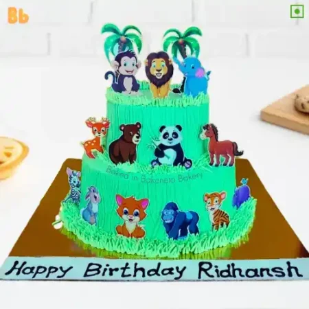 One of the best 2D Jungle Theme Cake for your child's birthday. You can order Jungle theme cake online and send cake to Noida, India and Ghaziabad, India by best cake shop, Bakeneto. Enjoy free cake home delivery in Sector-35 Noida, Sector-34 Noida, Sector-33 Noida, Sector-50 Noida, Sector-51 Noida, Sector-37 Noida, Sector-39 Noida, Sector-2 Noida, Sector-3 Noida, Sector-4 Noida, Sector-9 Noida, Sector-10 Noida, Sector-125 Noida, Sector-126 Noida, Sector-127 Noida and Vaishali, Vasundhara, Indirapuram, Kaushambi, Ashok Nagar Delhi and Noida Extension as well.