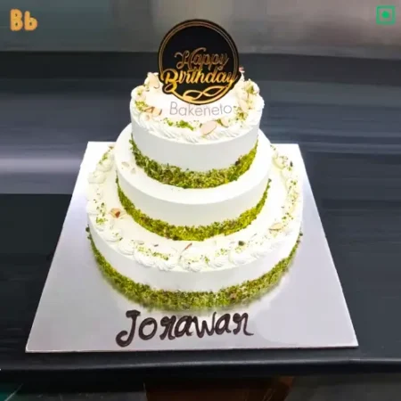 Order delicious 3 Tier Pista Cake for birthday party and get cake's free home delivery in Noida, Ghaziabad, and Noida Extension. Enjoy Instant delivery in Sector-35 Noida, Sector-34 Noida, Sector-33 Noida, Sector-50 Noida, Sector-51 Noida, Sector-37 Noida, Sector-39 Noida, Sector-2 Noida, Sector-3 Noida, Sector-4 Noida, Sector-9 Noida, Sector-10 Noida, Sector-125 Noida, Sector-126 Noida, Sector-127 Noida and Vaishali, Vasundhara, Indirapuram, Kaushambi, Ashok Nagar Delhi and Noida Extension as well.