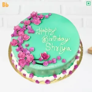 Image of a Green Purple Floral Cake available for kid's birthday. Unicorn cake is available in chocolate, pineapple, vanilla, fruit, butterscotch, blackforest flavors and cake customization can also be done as it is a customized cake by best cake shop in Noida, Bakeneto. You can Order this cake online for Indirapuram and Vaishali, Kaushambi and Gaur City Noida Extension as well. Get same-day cake delivery on this cake. Call 7071634634 for instant bookings.