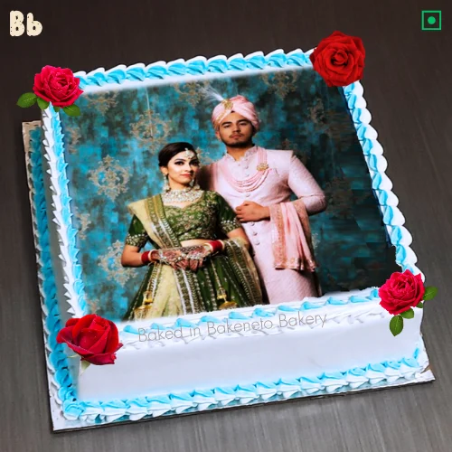 Best Photo Cake designs, buy Marriage Photo Cake and get free cake home delivery in Noida, Indirapuram, Vaishali, Vasundhara and Gaur City by best cake shop near by.