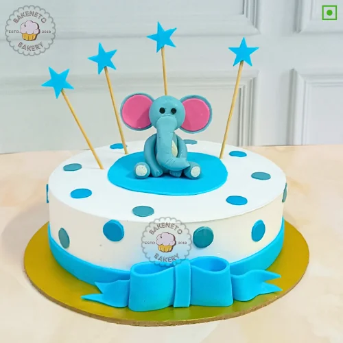 Star Elephant Cake Design | Online Cake Delivery in Noida, Ghaziabad, Noida Extension and Ashok Nagar Delhi. Bakeneto is most trusted for making customized birthday cakes, Customized wedding cakes, engagement cakes and Anniversary cakes.