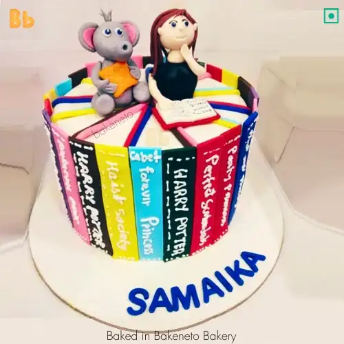 Order or Send Study Lover Girl Cake to celebrate birthday. Get some best cartoon cake designs by bakeneto | Kids Birthday cakes or Cartoon Cakes in Noida, Indirapuram, Vaishali, Vasundhara and Gaur City by best cake shop