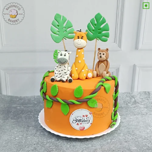 Best Zoo Cake Design | Online Cake Delivery in Noida, Ghaziabad, Noida Extension and Ashok Nagar Delhi. Bakeneto is most trusted for making customized birthday cakes, Customized wedding cakes, engagement cakes and Anniversary cakes.