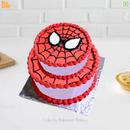 Order delicious 2 Tier Spiderman Cake for kid's birthday celebration and get cake's home delivery in Noida, Ghaziabad, and Noida Extension. Enjoy Instant delivery in Sector-35 Noida, Sector-34 Noida, Sector-33 Noida, Sector-50 Noida, Sector-51 Noida, Sector-37 Noida, Sector-39 Noida, Sector-2 Noida, Sector-3 Noida, Sector-4 Noida, Sector-9 Noida, Sector-10 Noida, Sector-125 Noida, Sector-126 Noida, Sector-127 Noida and Vaishali, Vasundhara, Indirapuram, Kaushambi, Ashok Nagar Delhi and Noida Extension as well.