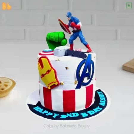 Book Customized Avenger Cake online for your kid's birthday and get free cake delivery in Noida, Ghaziabad, Noida Extension, Delhi nearby area on same-day by bakeneto.com