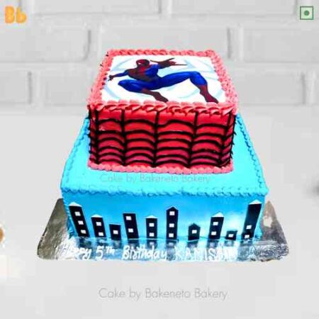 Order Customized superhero cake, Heroic Spiderman Cake for your kid's birthday and get free cake delivery in Noida, Ghaziabad, Noida Extension, Delhi nearby area on same-day by bakeneto.com