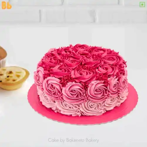 Order or send Pink Shade Cake online for your wife's birthday online by best cake shop in Noida & Ghaziabad. Send cakes in just 2 hours by bakeneto.