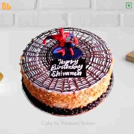 Order Customized superhero cake, Spiderman Scotch Cake for your kid's birthday and get free cake delivery in Noida, Ghaziabad, Noida Extension, Delhi nearby area on same-day by bakeneto.com