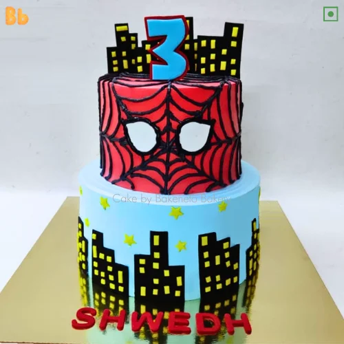Order Customized Super Spiderman Cake for your kid's birthday and get free cake delivery in Noida, Ghaziabad, Noida Extension, Delhi nearby area on same-day by bakeneto.com