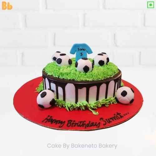 Book 3D Football Drip Cake with best quality. Get same day cake delivery in Noida and NCR by best cake shop nearby you, bakeneto.com