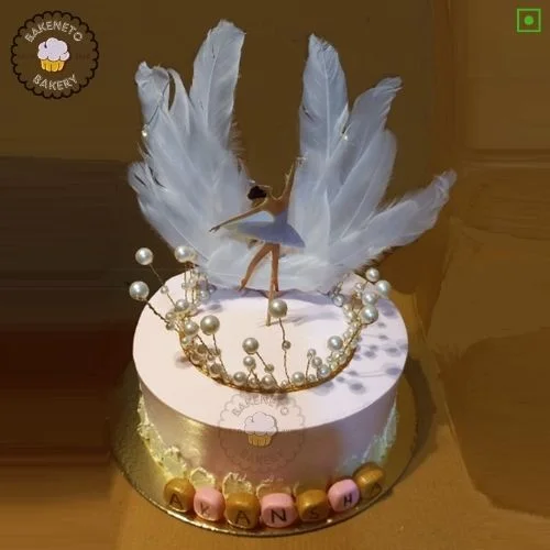 Angel and Crown Cake Design for Wife's Birthday. Best Cake Delivery in Noida, Ghaziabad, and Noida Extension by bakeneto.