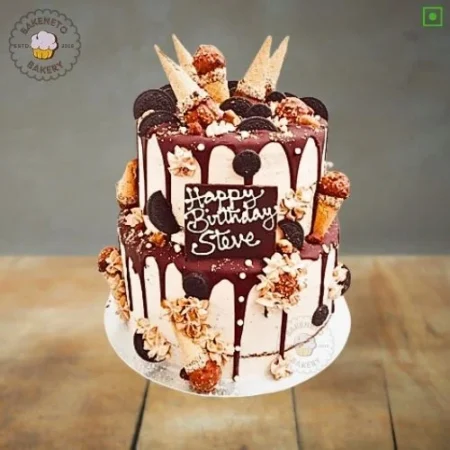 Ferraro Rocher Ice Cream Cake Design for Fitness Freak's Birthday. Best Cake Delivery in Noida, Ghaziabad, and Noida Extension by bakeneto.