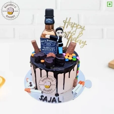 Jack Daniels Lover Cake | Order Birthday cake for Boys | Wine Cake Designs | Cake Delivery in Noida, Ghaziabad, and Noida Extension.