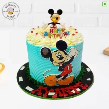 Majestic Micky Cake Design for Kid's Birthday. Colorful Birthday Cake Design, Cartoon Birthday Cake Designs, Best Cake Delivery in Noida, Ghaziabad, and Noida Extension by bakeneto.