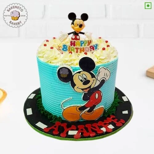 Majestic Micky Cake Design for Kid's Birthday. Colorful Birthday Cake Design, Cartoon Birthday Cake Designs, Best Cake Delivery in Noida, Ghaziabad, and Noida Extension by bakeneto.