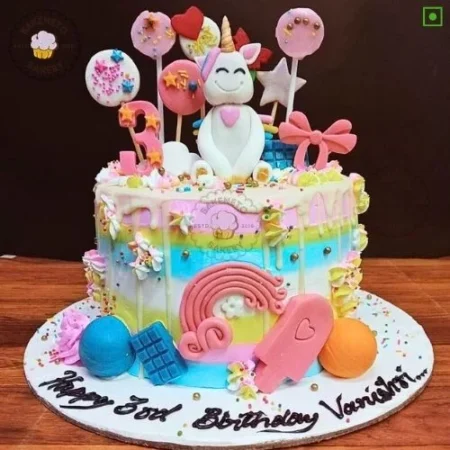 Rainbow Unicorn Cake Design for Kid's Birthday. Colorful Birthday Cake Design, Cartoon Birthday Cake Designs, Best Cake Delivery in Noida, Ghaziabad, and Noida Extension by bakeneto.