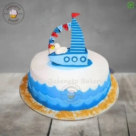 Sea and Boat Cake