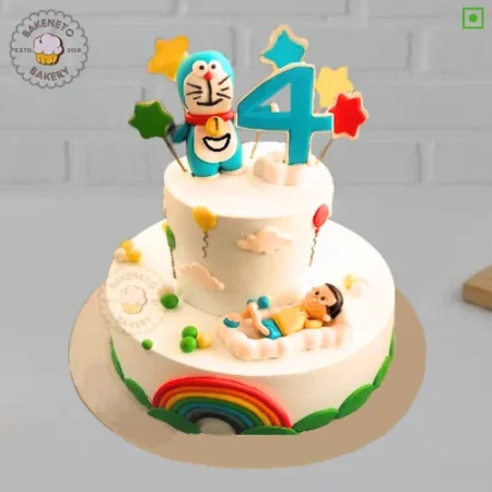 Order this 2 Tier Doraemon Nobita Cake and same day cake delivery in Noida, Ghaziabad, and Noida Extension. Order Best Cake for Kids Birthday online.