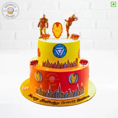 2 Tier Iron Man Cake | Kids cake design | Order cake online by bakeneto.com