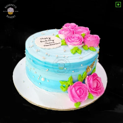 Order fresh Blissful Rosette Cake Online from best birthday cake shop in Noida and get free cake delivery in Noida, Indirapuram, Vaishali, Noida Extension, Vasundhara and Ghaziabad. All types of Customized Cake is prepared on order only with premium quality and safety.