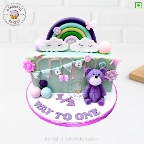 Half Year Teddy Cake |6 Months Birthday Cake Design