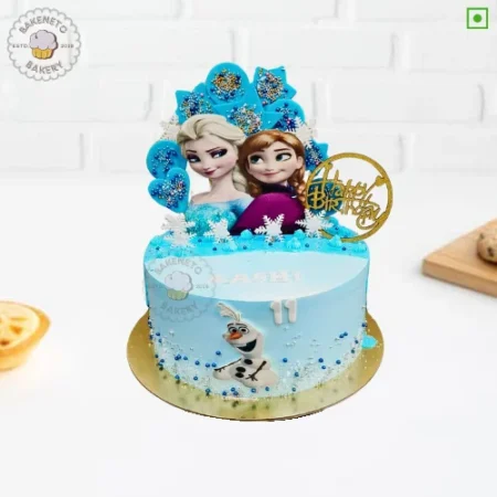 Anna Elsa Olaf Cake delivery in Noida, Ghaziabad, Noida Extension and Ashok Nagar Delhi. Bakeneto is most trusted for making customized birthday cakes, Customized wedding cakes, engagement cakes and Anniversary cakes.