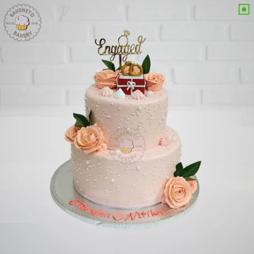 Floral Engagement Cake in Indirapuram and Noida by the best cake shop. Same day cake available in just 2 hours in sector-3, sector-4, sector-8, sector-9, sector-10, sector-11, sector-12, sector-15, sector-22, sector-23 Noida, Indirapuram and Vaishali.