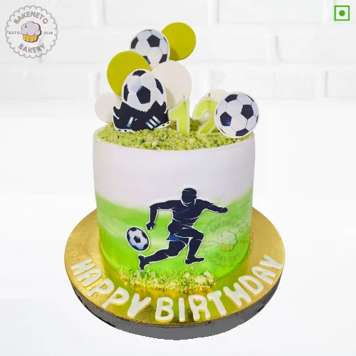 Football Lover Cake delivery in Noida, Ghaziabad, Noida Extension and Ashok Nagar Delhi. Bakeneto is most trusted for making customized birthday cakes, Customized wedding cakes, engagement cakes and Anniversary cakes.