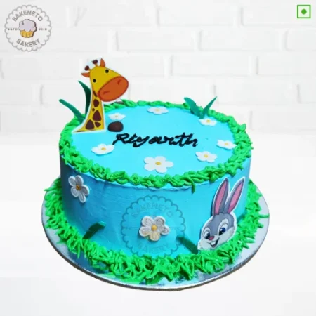 Giraffe and Rabbit Cake