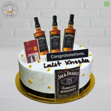 Book Jack Daniels Photo Cake online and get this adult theme cake via same-day cake delivery in Noida, Ghaziabad and Noida Extension by the best bakery and cake shop in noida and Cake delivery Gaur City, Vaishali, vasundhara, indirapuram, Pratap vihar, Siddharth vihar, crossing republic etc.