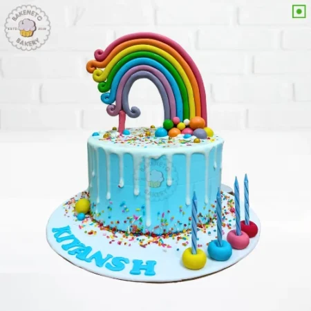 Order Rainbow Theme Cake from the most trusted cake shop in Noida, Ghaziabad and Noida Extension by the best bakery and cake shop in noida and Cake delivery Gaur City, Vaishali, vasundhara, indirapuram, Pratap vihar, Siddharth vihar, crossing republic etc.