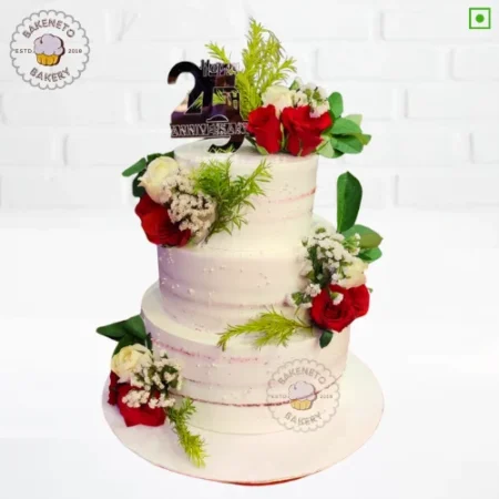 Order best quality 25 Anniversary Cake online by the best cake hop in Noida, Ghaziabad and Greater Noida Extension near by areas Bakeneto provides online cake delivery service in 2 hours in Indirapuram, Kaushambi, Vasundhara, Vaishali, Pratap Vihaar, Crossing republic, Noida Extension, Ashok Nagar Delhi, and Noida. Get your cake customized in 2 hours.