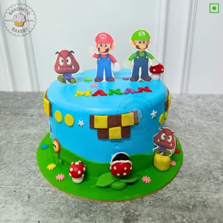 Order 2D Mario Cake for kid's birthday in 30 minutes in Noida. Super fastcake delivery nearby in Noida, Ghaziabad, Noida Extension. Get customized theme cakes in 2 hours in Noida.